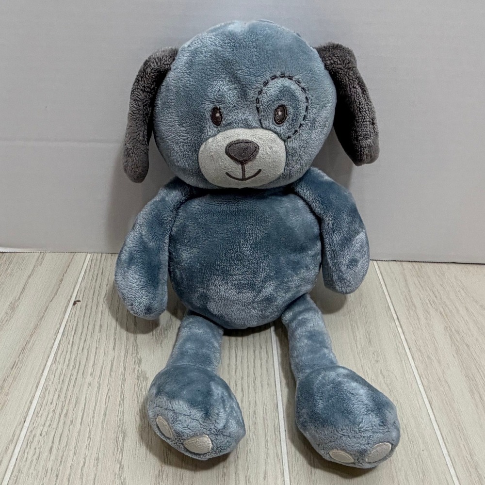 Little Miracles Dog Plush Blue Gray Stuffed Animal Eye Patch Puppy READ